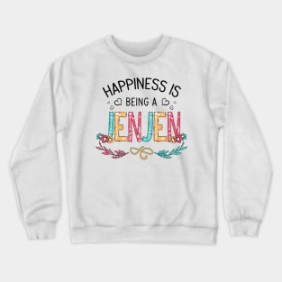 Happiness Is Being A Jenjen Wildflowers Valentines Mothers Day Crewneck Sweatshirt